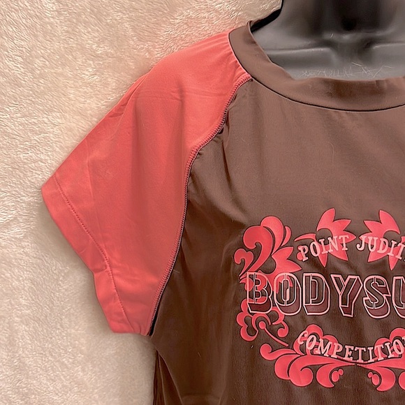 OLD NAVY 🏖️ LK NW PINK/BROWN TROPICAL RASH GUARD SWIM SURF SHIRT TOP Women’s XXL - Picture 2 of 7